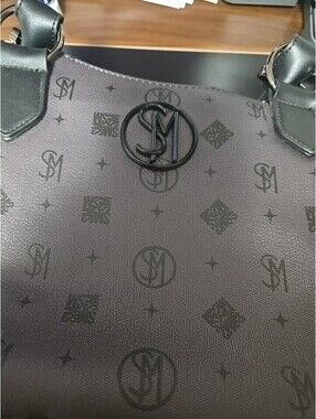 Steve Madden Black Monogrammed Satchel Handbag